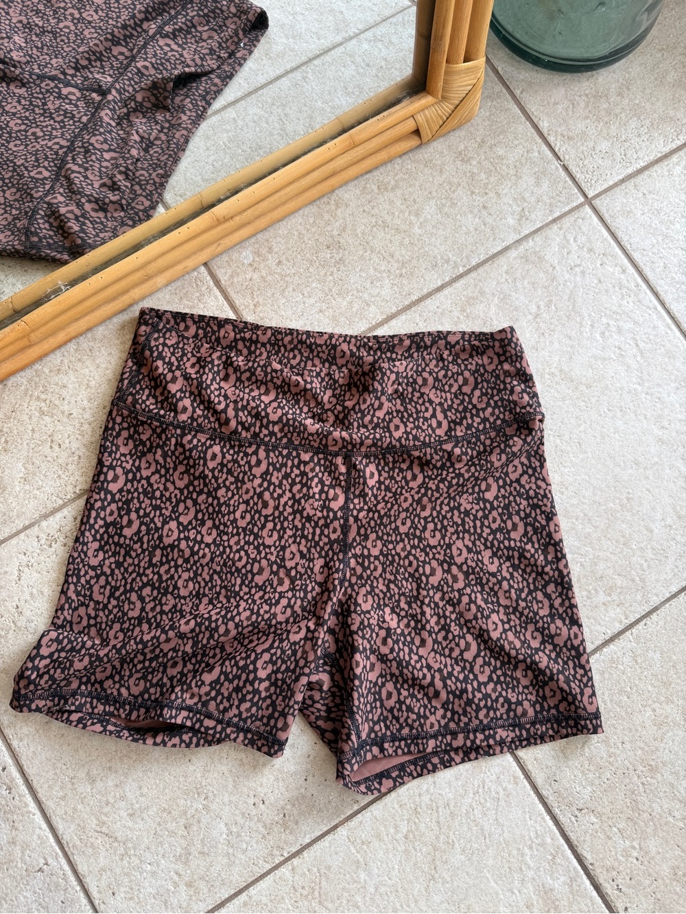 Old Navy Pink and Black Leopard-Print Bike Shorts